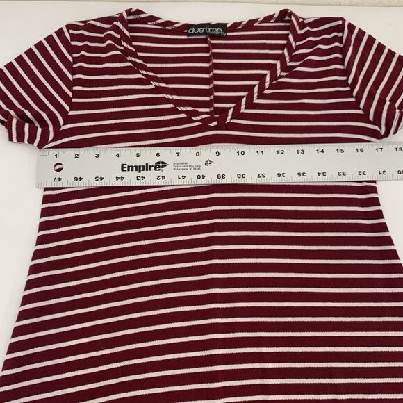 Due Time Maternity T-Shirt Dress Women S Red White Stripe Casual Preppy Nautical - Picture 5 of 7